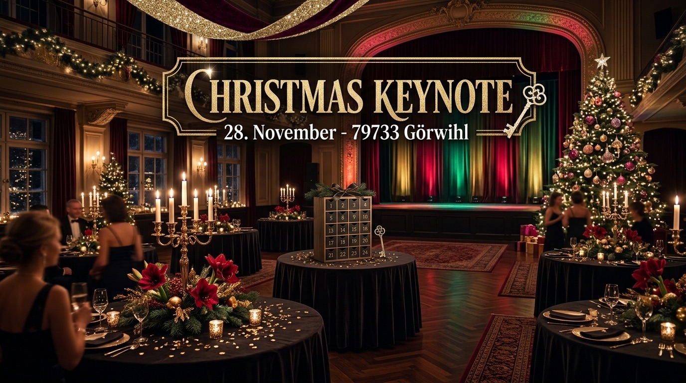 Christmas Keynote · 28. November · 79733 Görwihl – festlich gedeckte Tische im Kerzenlicht